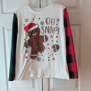 Festive Gingerbread Kids Shirt - Red, Green, White
